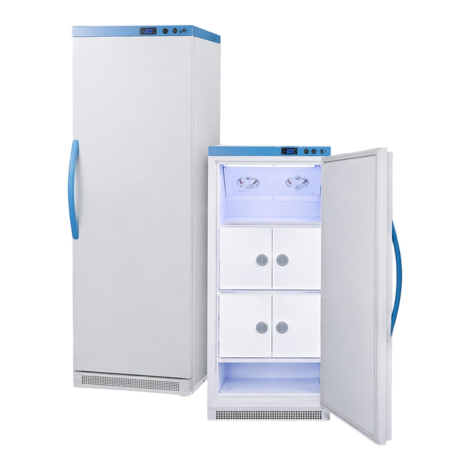 Two Station One Refrigerated Breast Milk Storage Units on a white background