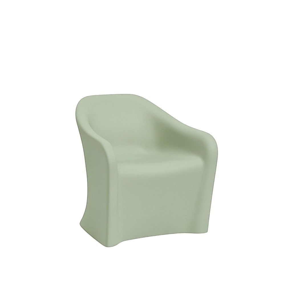 Stat Medical Inc Flo BH lounge chair in sage green with a durable, ligature-resistant rotomolded design.