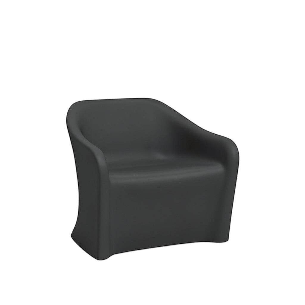 Stat Medical Inc Flo BH lounge chair in dark grey, featuring a durable, ligature-resistant rotomolded design.