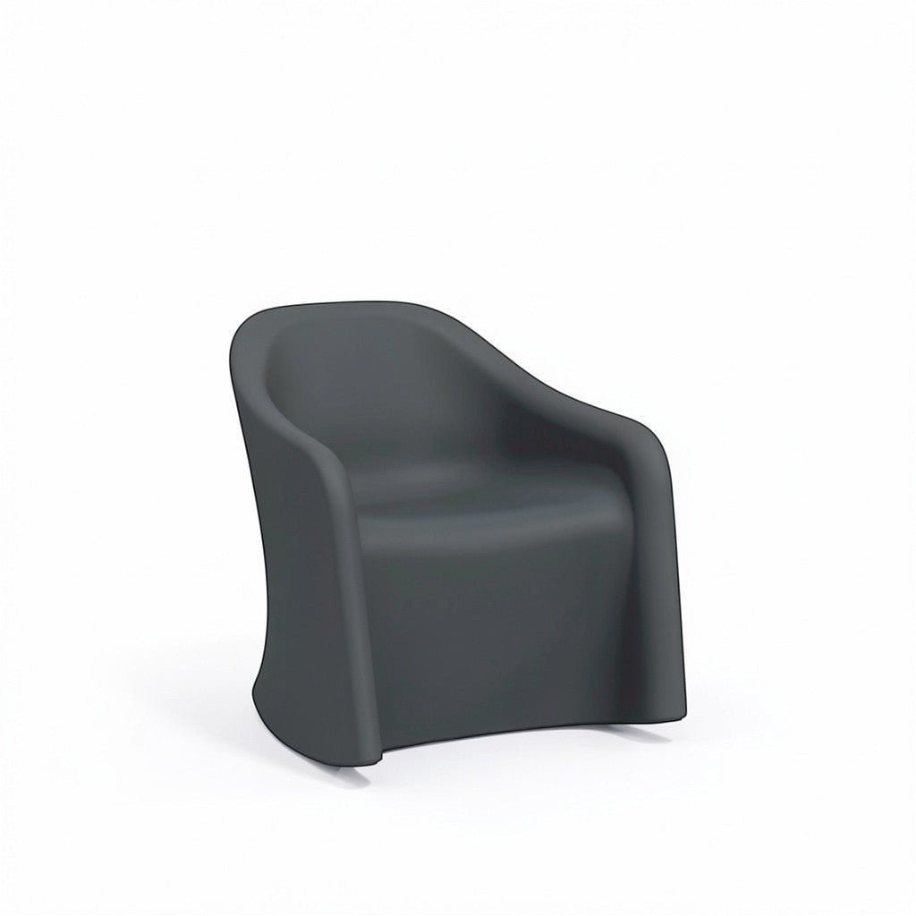 Stat Medical Inc Flo BH Rocker Chair in dark grey, a rotomolded therapeutic chair for behavioral health environments.