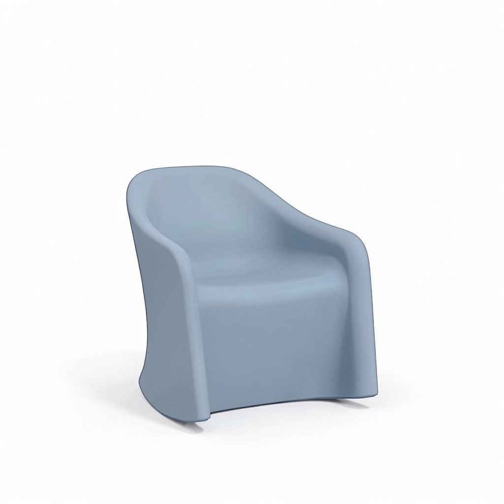 Stat Medical Inc Flo BH blue rotomolded rocker chair with a wide contoured seat for therapeutic comfort