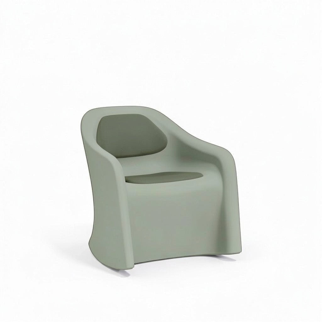 Stat Medical Inc Flo BH Rocker chair in sage green with contoured seat and back pads for behavioral health settings.